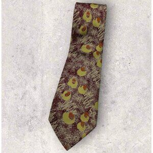TRUSSARDI VINTAGE Silk Tie ITALY Purple Beige Yellow Art W:3.6" EUC